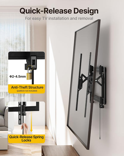 monTEK Heavy Duty Tilting TV Wall Mount for 55–105" Large TVs up to 200lbs | Tilt TV Mount,Low Profile,Swivel Adjustment,6.8" Extension, Max VESA 1000x600mm, Fits 16"/18"/24"/32" Studs,Quick Release