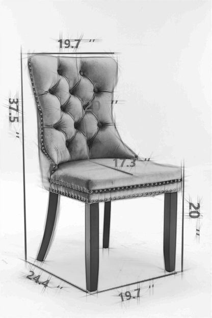 Rectangle Glass Dining Table Set for 4, 60'' Kitchen Table and Chairs Set, 5PCS Modern Dining Room Table Set with 4 Velvet Dining Chair for Home