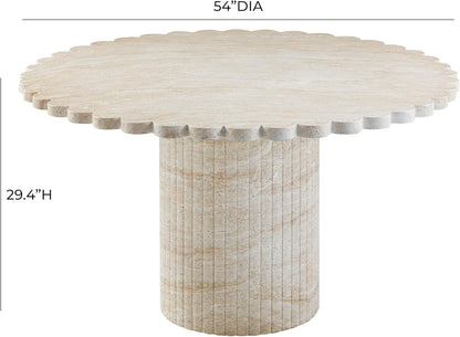 First of a Kind 54" Round Concrete Table in Travertine Finish - Modern Dining Table with Petal-Inspired Design - Seats 6, Indoor/Outdoor Use - Durable and Stylish for Elegant Gatherings