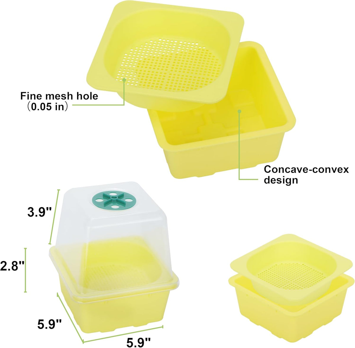 Microgreen Growing Trays, LUVCSOY Sprouting Tray with Humidity Dome, 1.2 mm Small Mesh Holes, BPA Free, Sprouter Kit for Growing Mirco Seeds, Like Broccoli, Alfalfa, Radish, Clover - 4 Pack | Colorful