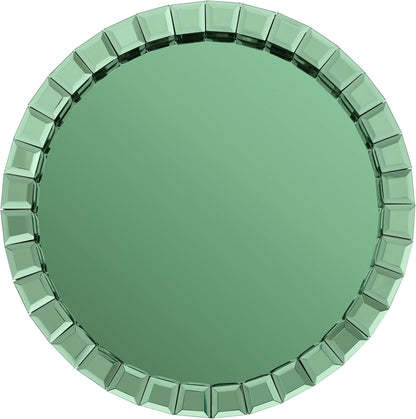 SHYFOY Green Mirrored End Table, 23" H Round Glass Side Table with Three Legs, Modern Accent Table for Living Room, Bedroom, or Entryway
