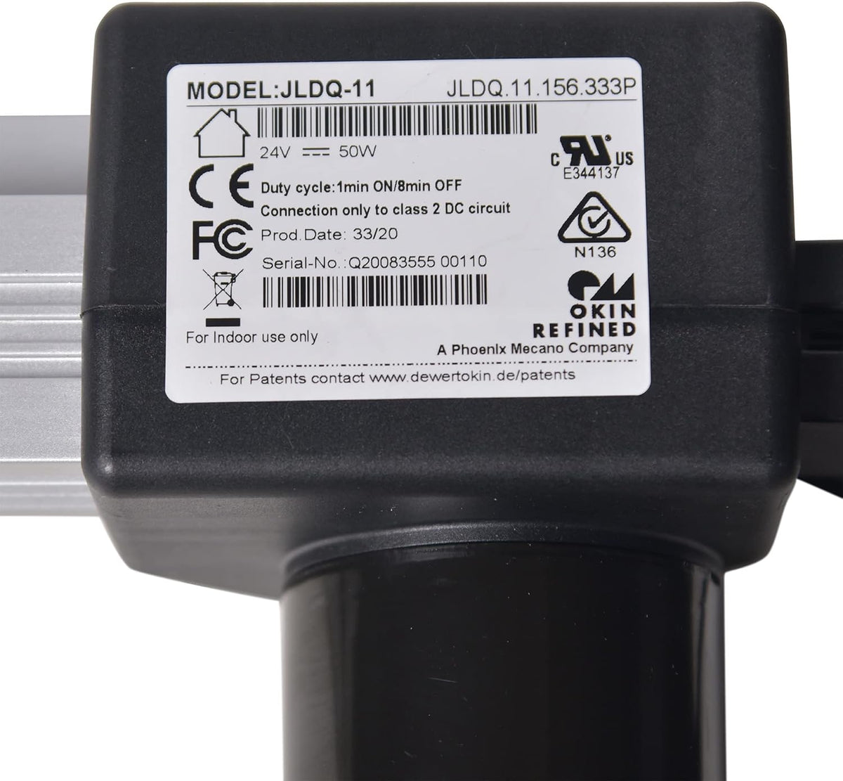 Okin Model JLDQ-11 & JLDQ.11.156.333P Power Recliner Lift Chair Motor, JLDQ.11.156.333P Electric Sofa Couch Actuator Replacement Parts