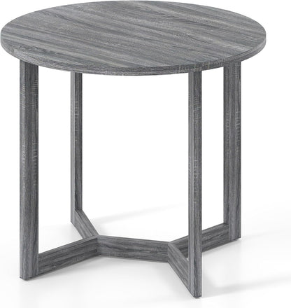 Giantex 36" Round Dining Table for 4, Kitchen Table with Wing-Shaped Base, Wood Grain Tabletop, 220Lbs Capacity, Coffee Tables for Dinette, Dinner, Dining Room, Living Room, Restaurant (Grey)