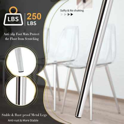 Baysitone Clear Dining Chairs Set of 12, Modern Kitchen Chairs with Transparent Seat, Acrylic Accent Side Chairs with Metal Legs for Dining Room, Kitchen, Living Room with Silver