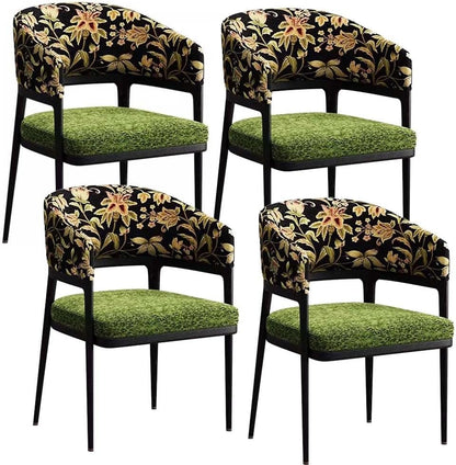Etlegor Wooden Dining Chairs, Upholstered Armless Kitchen with Curved Back for Restaurant, Cafe, Living Room(Green,4PCS)