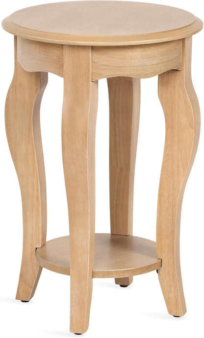 Kate and Laurel Sutherlin Vintage Tiered Round Side Table, 16 x 16 x 25, Light Natural, Traditional Two-Tier Circle Living Room End Table with Storage for Use as Bedroom Nightstand Option