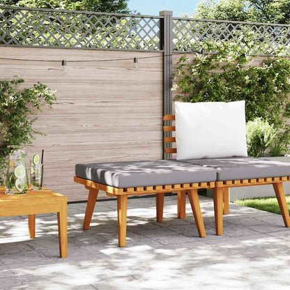 Outdoor Patio Footstool with Thickly Padded Cushion, 23.6x23.6 Inch Solid Acacia Wood Ottoman for Garden Deck Backyard Furniture
