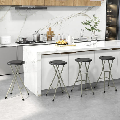 GYMAX Folding Stool, 28in Portable Collapsible Bar Stool with Handle & Steel Frame, 330lbs Sturdy Foldable Lightweight Metal Chair for Outdoor/Indoor Kitchen Home Bar, Assembly Free (Set of 1, 28inch)