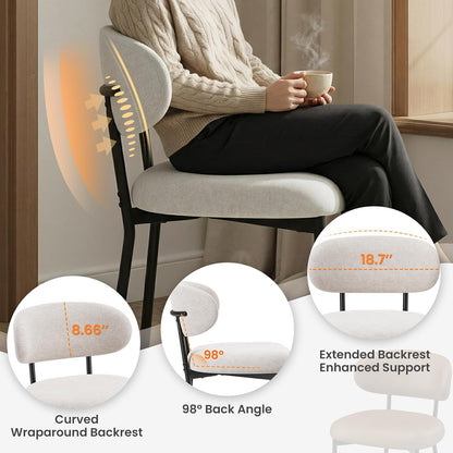 Upholstered Dining Chairs Set of 4, Modern Fabric Kitchen Chairs with Curved Backrest and Cushioned Seat, Sturdy Metal Legs, Modern Dining Chairs for Kitchen Dining Room, Living Room,Beige