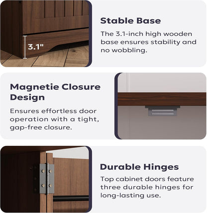 Furnify 72" Tall Kitchen Pantry, Farmhouse Pantry Storage Cabinet with Doors Organizer, Freestanding Cupboard with Adjustable Shelves, Rustic Buffet Cabinet for Kitchen, Dining Room, Bathroom, Walnut