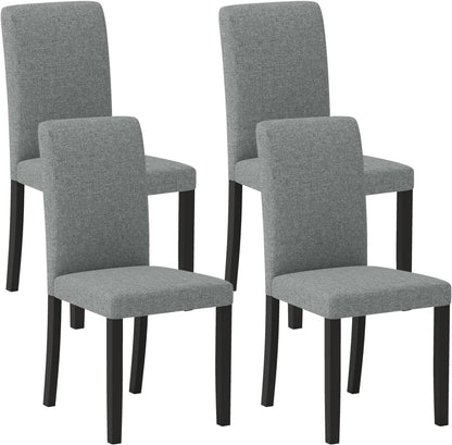 Giantex Upholstered Dining Chairs Set of 4, Mid-Century Modern Fabric Parson Chair w/Rubber Wood Legs, Thick Padded Seat, High Back, Armless Kitchen Side Chairs for Living Dining Room Restaurant