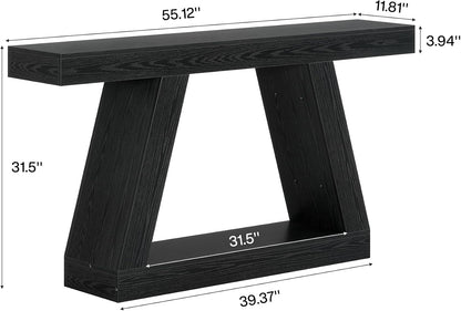 Tribesigns Farmhouse Console Table, 55-Inch Rustic Sofa Table with Storage, Industrial Wooden Entryway Table for Hallway, Living Room, Black & Brown