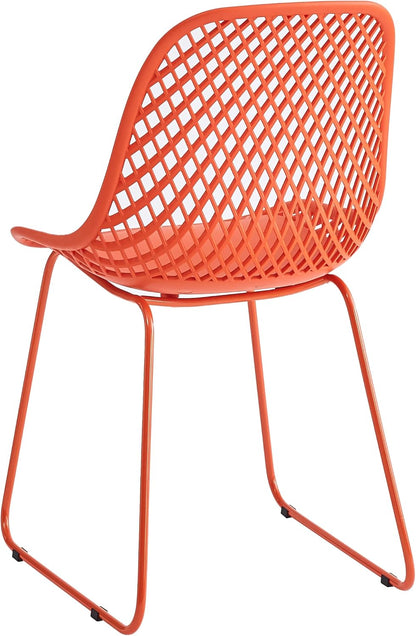 Modern Plastic Dining Chairs, Set of 4 (Blood Orange) | Easy-clean, 280lb Capacity Mental Legs, 5min Quick Assembly, Dining room& Kitchen Seating, Stable on Floors & Carpet