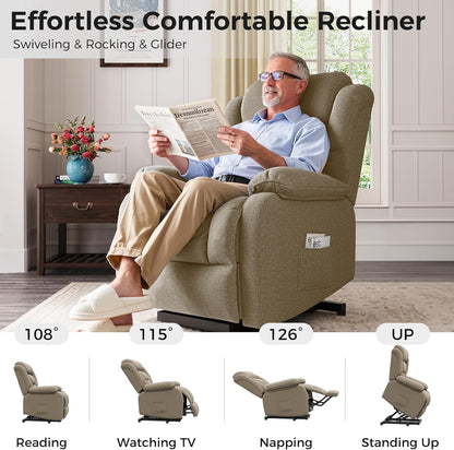 Amopatio Lift Recliner Chair for Elderly Upgraded Reclining Chairs Indoor Lounge Chairs Single Sofa with Side Pockets and Remote Control for Living Room Bedroom（Brown）