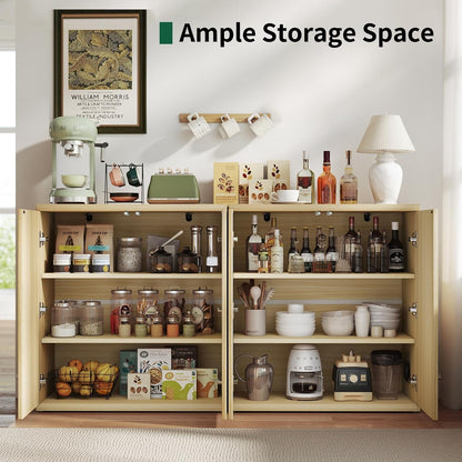Fluted Sideboard Buffet Cabinet with Storage, Wood Sideboard Cabinet with Doors, Small Credenza Buffets & Sideboards for Kitchen Room, Accent Cabinets for Entryway Living Room Hallway Home