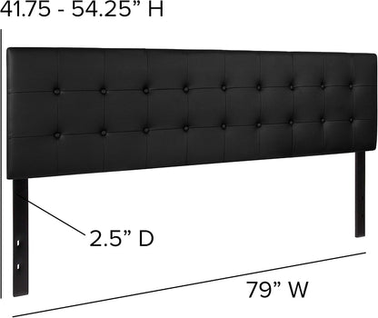 EMMA + OLIVER Black King Button Tufted Headboard