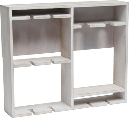 Elegant Designs HG1029-WWH 16.4" Wine & Dine Wooden Wall Mounted Wine Rack Shelf, Stemware Holder, for Dining Room, Bar, Kitchen, White Wash