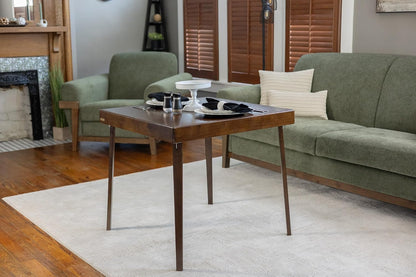 Stakmore Folding Puzzle Table, Espresso Wood, Felt Interior Fabric, Removable Top Storage, Space-Saving Design