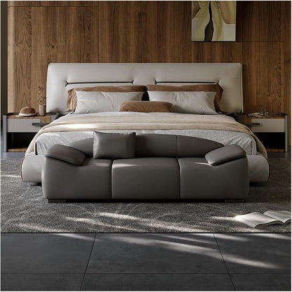 Modern Upholstered Bench for Living Room or End of Bed Use，Upholstered Long with Cushion Arms, Footstool for for Entryway, Bedroom, Front Door Entryway(Gris,180 * 50 * 54cm)