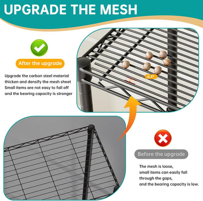 SINGAYE Metal Shelves Wire Shelving：Storage Rack Standing Units Shelf for Kitchen Laundry Bathroom Closet Organizers Pantry Narrow Mesh Adjustable 10" D x 16" W x 55" H Black