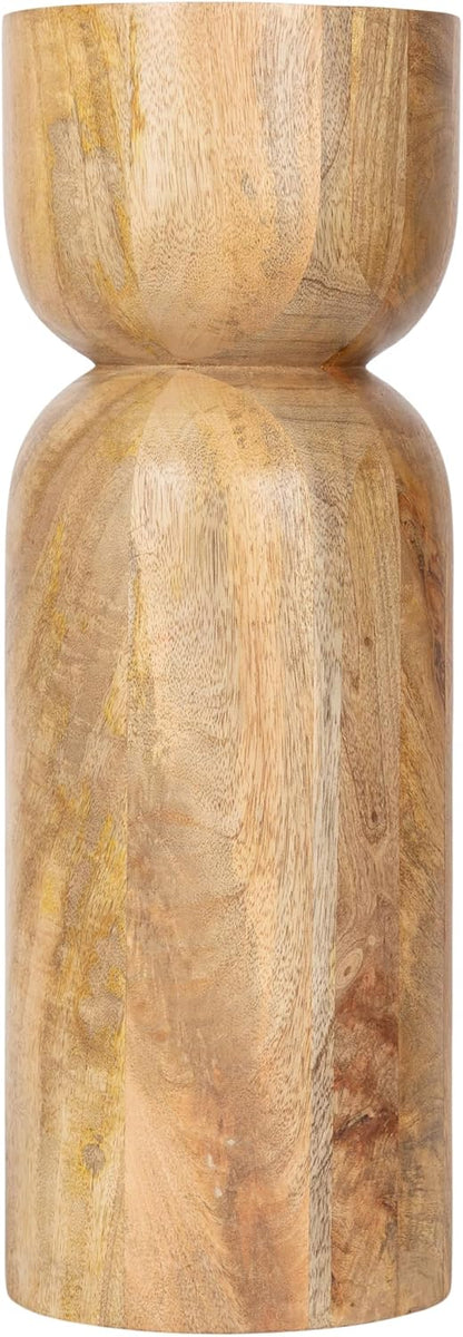Kate and Laurel Teo Transitional Mango Wood Drink Table, 8 x 8 x 22, Natural Wood, Modern Sculptural Bedroom Nightstand with Unique Pedestal Table Design for Use as Indoor Plant Stand