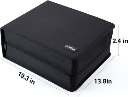 LIOVODE DVD Case 200 DVDs and 100 Booklets Capacity, CD/Blu-ray Storage Binder Case with Booklet Inserts Media Organizer Holder Black Blu ray Wallet for Car (200 Capacity)