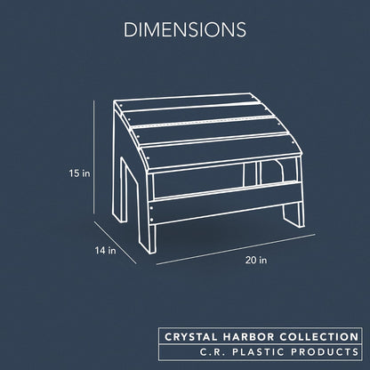 Crystal Harbor Outdoor Footstool, Navy – Recycled HDPE All-Weather Ottoman for Adirondack Chairs