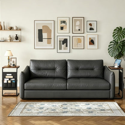 Wood Pedestal TV Trays for Eating on Couch, C Shaped End Table for Couch Side Tables that Slide Under, Sofa Arm Recliner Chair Dinner Table, Small TV Tray Over the Couches Stand, Living Room ET-P-BRW1