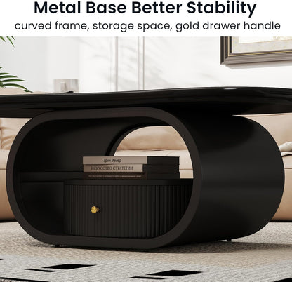 Irregular Cloud Coffee Table with Storage Drawer, Modern Center Tables