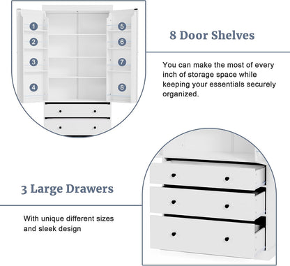 Merax 77” Pantry Cabinet, Kitchen Pantry Storage Cabinet with Drawers, Doors and Adjustable Shelves,Freestanding Buffet Cupboards Sideboard for Living Room and Dinning Room, White