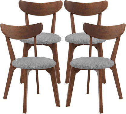 KOTEK Dining Chairs Set of 4, Mid Century Modern Kitchen Chairs with Rubber Wood Legs, Cushioned Seat, Curved Backrest, Wooden Side Chairs for Dining Room, Living Room
