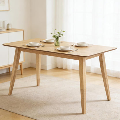 FSC Certified Wood Dining Room Table, 51in Small Rectangular Kitchen Table Space Friendly, Easy Assemble Solid Rubberwood Leg Table for Apartment (Table Only)