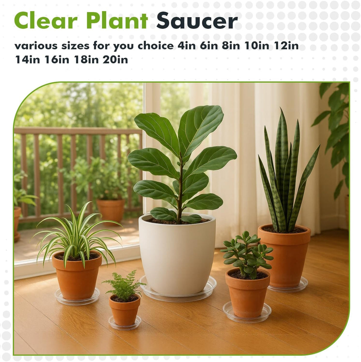 70 Packs 6" Clear Plant Saucers for Indoor Outdoor Use Heavy Duty Plastic Plant Trays for Planter Flower Pot Drip Trays to Catch Water, Bulk 4 to 20 Inch, Round Transparent