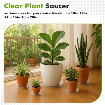 70 Packs 6" Clear Plant Saucers for Indoor Outdoor Use Heavy Duty Plastic Plant Trays for Planter Flower Pot Drip Trays to Catch Water, Bulk 4 to 20 Inch, Round Transparent