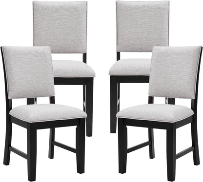 chairus Farmhouse Dining Chairs Set of 4, Upholstered Armless Dining Room Chairs with Stuffed Back and Cushion Wooden Kitchen Chairs for Dining Table/Restaurant/Reception, Linen Grey/Black Leg