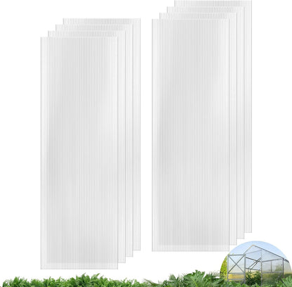 UMIG 8 PCS 6' x 2' x 0.32'' Polycarbonate Greenhouse Panels, Twin-Wall Waterproof UV Protected Corrugated Plastic Roof Panels Sheets, Clear Replacement Panels for Greenhouse, Outdoor, Plant