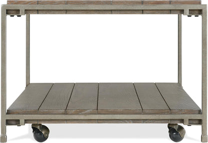 Polay Coffee Table Set with 2 Chairside Tables Metal Frame Wood | Modern coffee table set with aged graphite finish, hardwood and oak veneer construction, removable casters for mobility,