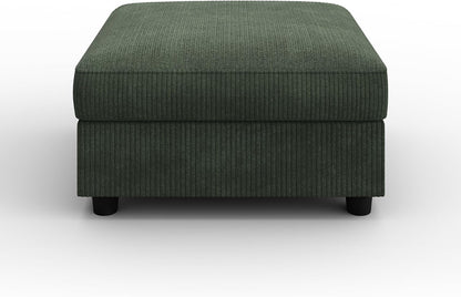 HONBAY Modern Corduroy Ottoman Module Sofa, Ottoman Bench with Storage, Green