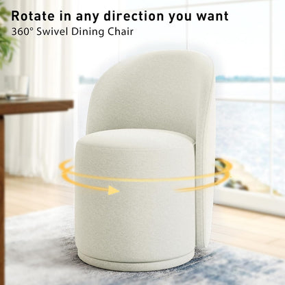 Swivel Barrel Dining Chairs, Upholstered Modern Accent Chair for Living Room, Bedroom, Makeup Vanity, Dining Room, Kitchen (Swivel Fabric Cream White, Set of 6)