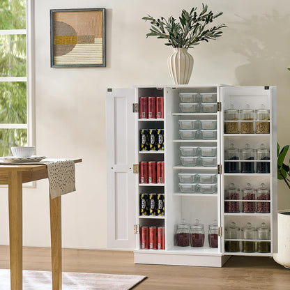 47" Tall Kitchen Pantry Cabinet,Freestanding Kitchen Pantry Storage Cabinet with Doors and Adjustable Shelves for Dining Room and Craft Room