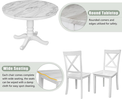 Harper & Bright Designs 5 Pieces Dining Table and Chairs Set for 4 Persons, Kitchen Room Solid Wood Table with 4 Chairs