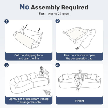 110” Modern Curved Sofa,Oversized Couch for Living Room,Cloud Couch,Modular Sectional Sofa with Deep Seat,No Assembly Required,Black