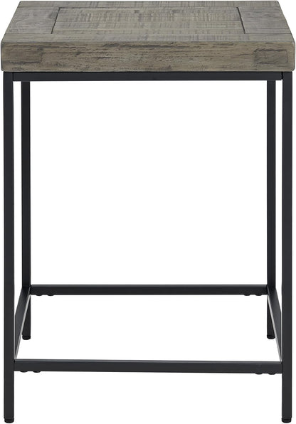 Alaterre Furniture End Table - Industrial Modern Side Table with Wood Top and Metal Frame - Table for Living Room, Bedroom, Hallway, or Dorm Room (Gray)