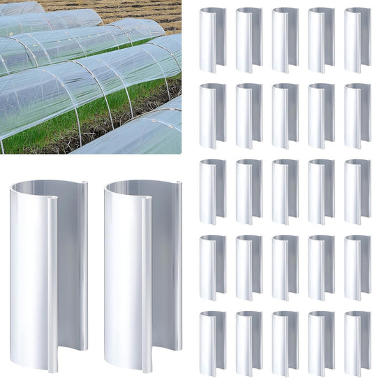 25 Pcs Aluminum Greenhouse Clamps, 1.25 x 3 Inch, Row Covers, Dog Beds, Quilting Frames Shelters, Shades, Netting (Fit 1 Inch PVC Pipe Tube Clip)