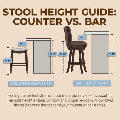 ROME + OAK Runyan 26 Swivel Counter Stool, Set of 3 | Rotating High Back Barstool in Dark Walnut Finish with Vintage Brown Vegan Leather Seat