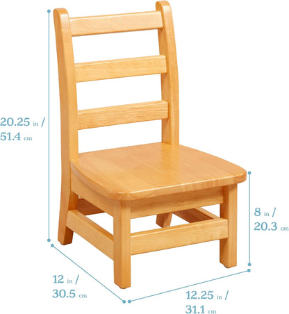 ECR4Kids 24in x 36in Rectangular Hardwood Table with 16in Legs and Two 8in Chairs, Kids Furniture, Honey, 3-Piece | Durable rubberwood, GREENGUARD Gold Certified, ANSI/BIFMA Compliant, 2-3 years, 74 lb seat capacity, classroom & home use