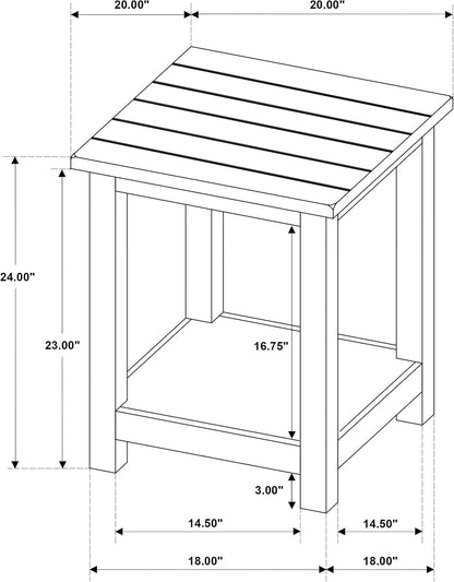 Coaster Home Furnishings - Payne - Wood - Square End Table with Lower Shelf, Open Storage and Rustic Style - Living Room - 20-Inch - White - 710556