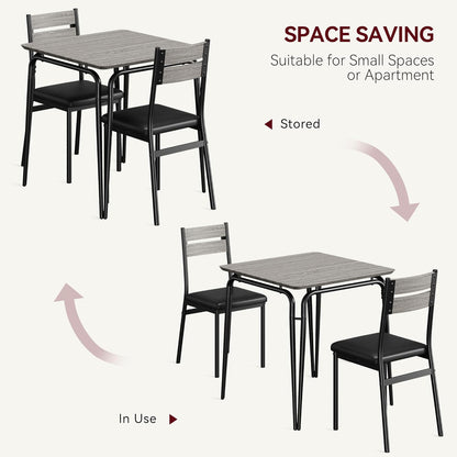 GarveeHome Dining Table for 2, Small Table and Chairs Set of 2, Square Dinette Set for 2, 3 Piece Kitchen & Dining Room Sets for Small Space (Oak, Table with 2 Upholstered Chairs)