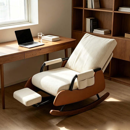 Detachable Footrest Rocking Chair,Rocking Chair with Foot Rest | Foldable Adjustable Indoor Reclining Rocker