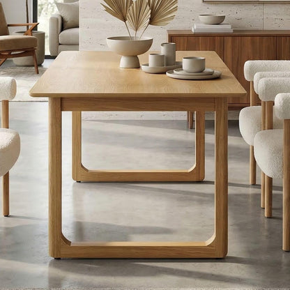 HNY Extendable Wood Dining Table for 4-8, 71" Inch Modern Rectangular Kitchen Tables with Wooden Base Farmhouse Dinner Table for Dining Room, Living Room, Home, Natural Oak